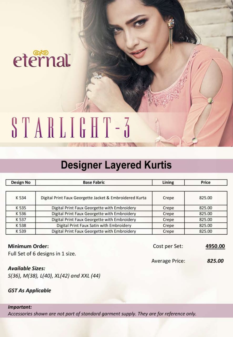 Eternal Starlight 3 Wholesale Georgette Fancy Kurtis Best Rate Supplier From Surat
