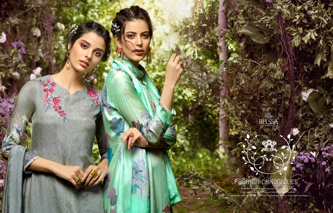 Relssa Fabrics Akira Catalog Pure Muslin Digital Prints Punjabi Suits Wholesale Price Seller Surat
