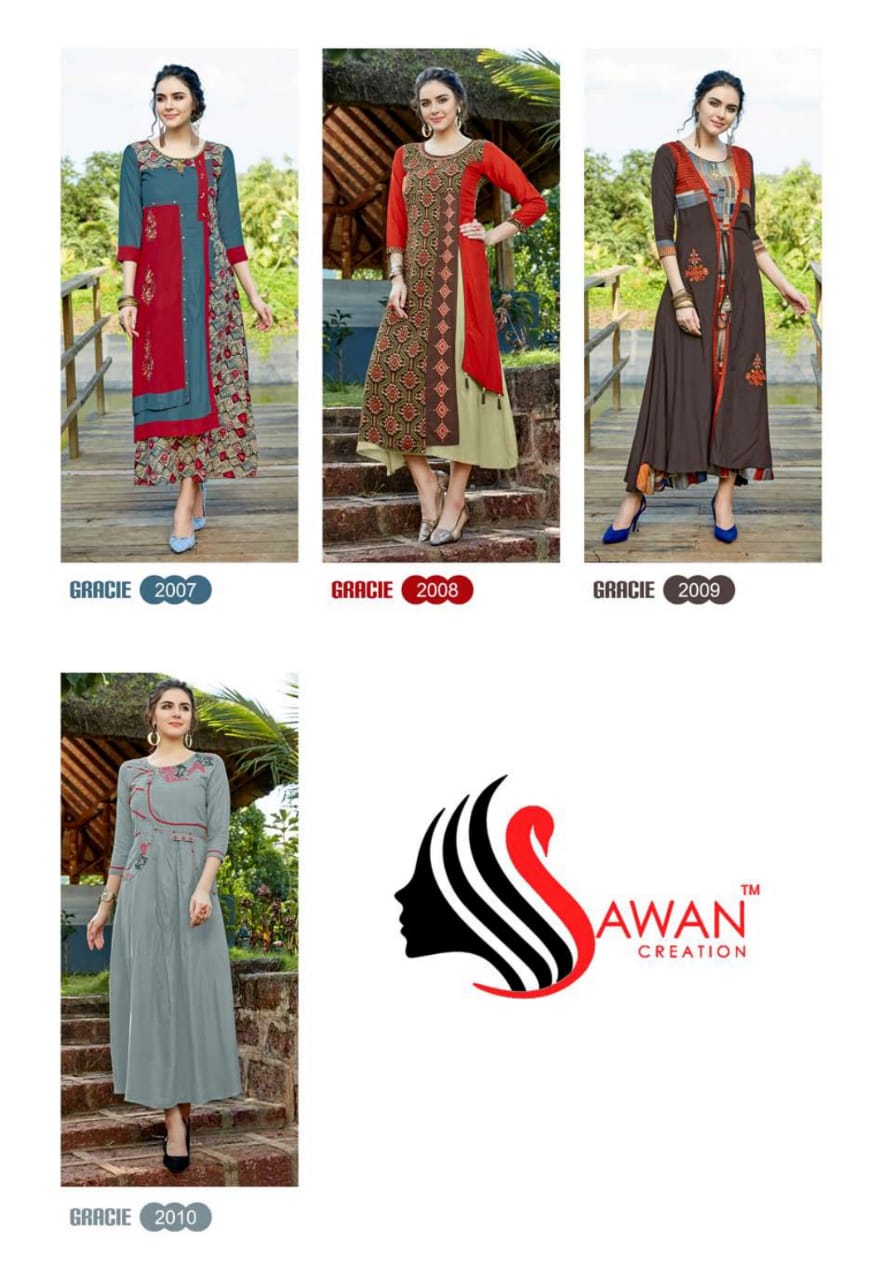 Sawan Launch Gracie Vol 2 Designer Rayon Printed Kurtis Wholesale Supplier Surat