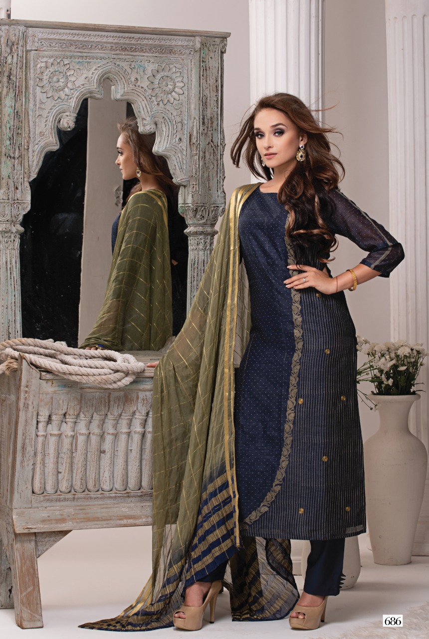 Sri Presents Chahat Catalog Creamy Silk Designer Suits Wholesale Rates