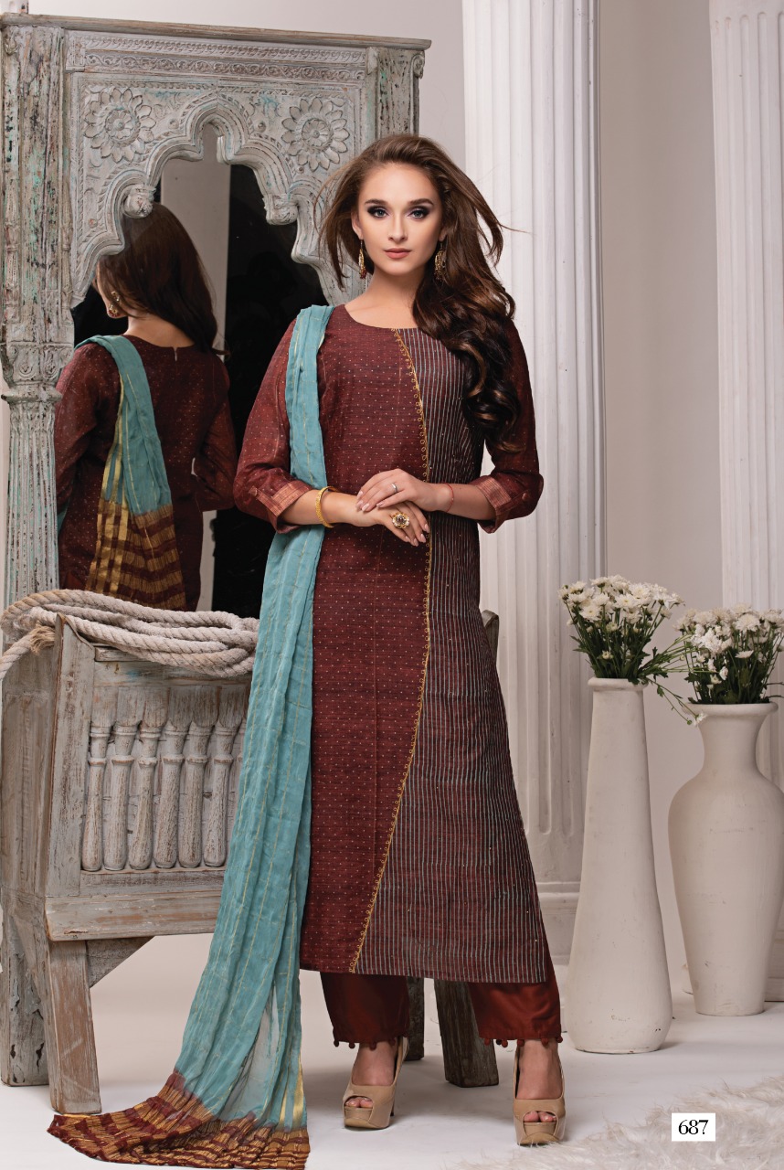 Sri Presents Chahat Catalog Creamy Silk Designer Suits Wholesale Rates