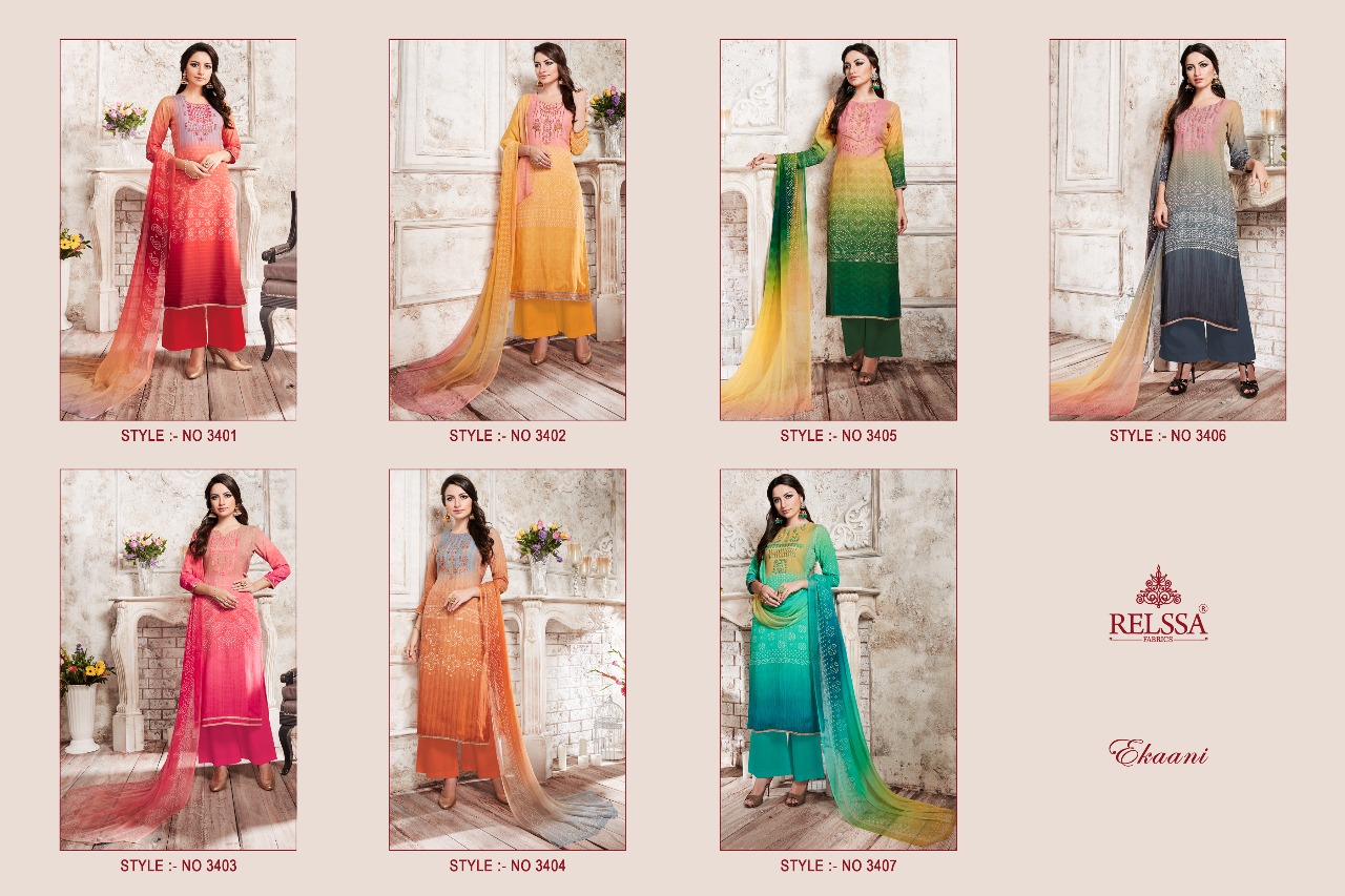Sajjan Fabrics Launch Ekaani Catalog Pure Muslin Silk Fabrics Suits Collection