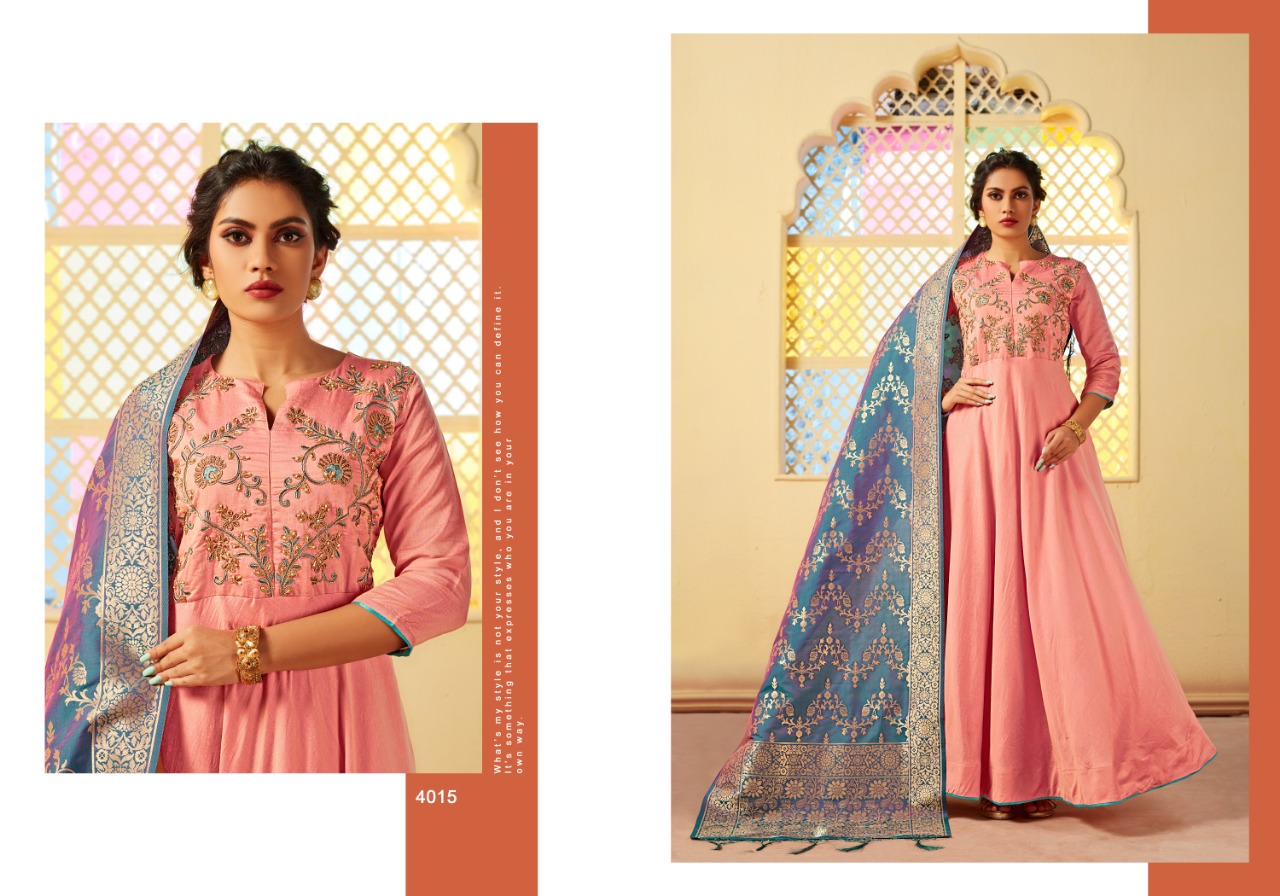 Mrigya Presents Swarna Vol 2 Catalog Viscose Silk Gown With Banarasi Dupatta Collection Wholesale Rate