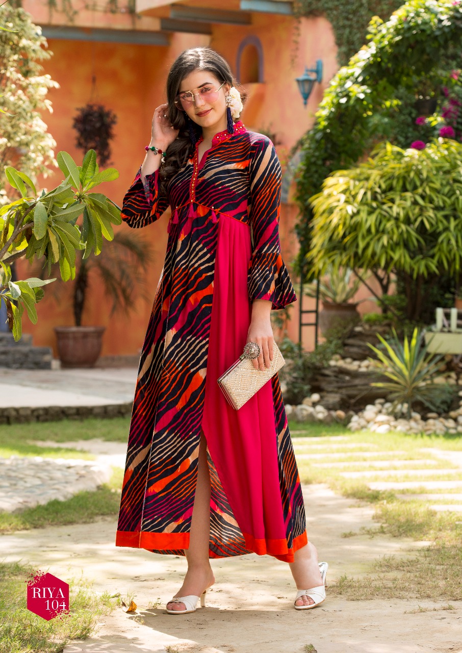 Diksha Fashion Launch Riya Vol 1 Rayon Flair Kurtis With Embroidery Work Collection