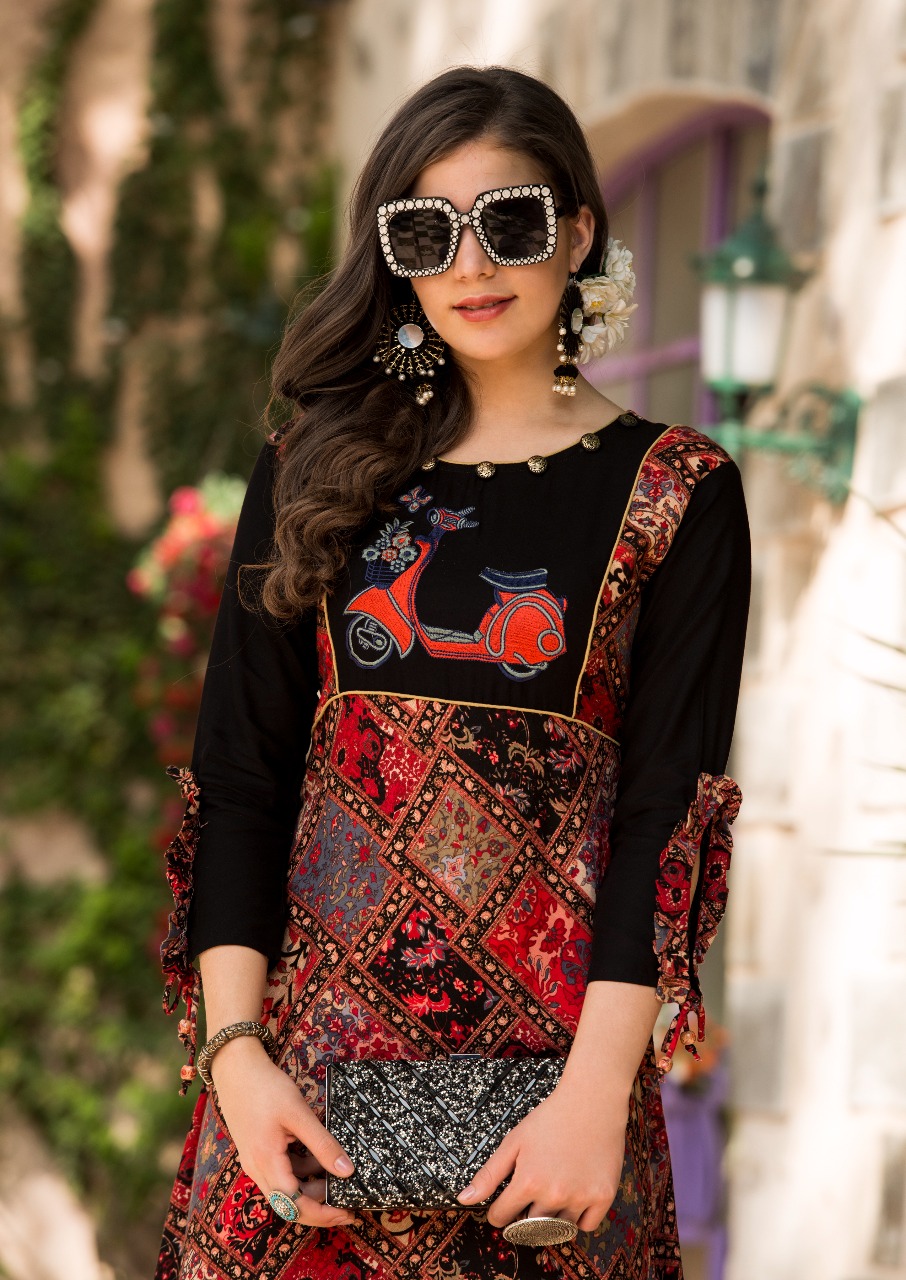 Diksha Fashion Launch Riya Vol 1 Rayon Flair Kurtis With Embroidery Work Collection