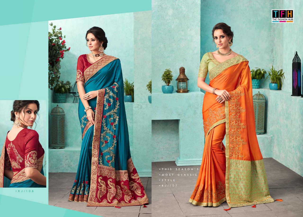 Tfh Launch Rajwadi Silk Jequard Designer Party Wear Sarees Collection