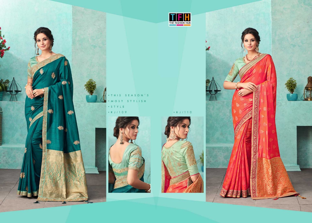 Tfh Launch Rajwadi Silk Jequard Designer Party Wear Sarees Collection