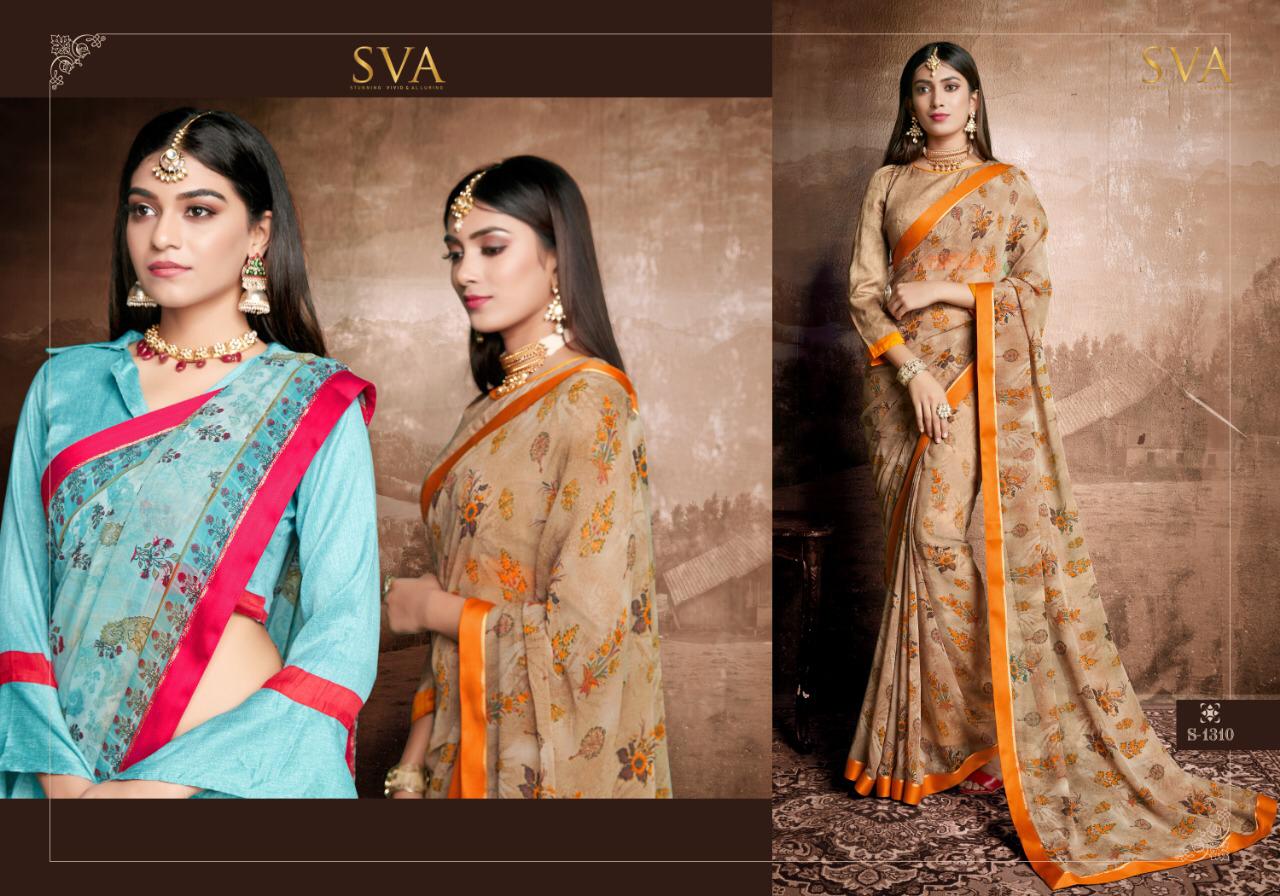 Sva Launch Sanskar Georgette Exclusive Designer Printed Sarees Wholesale Price Seller