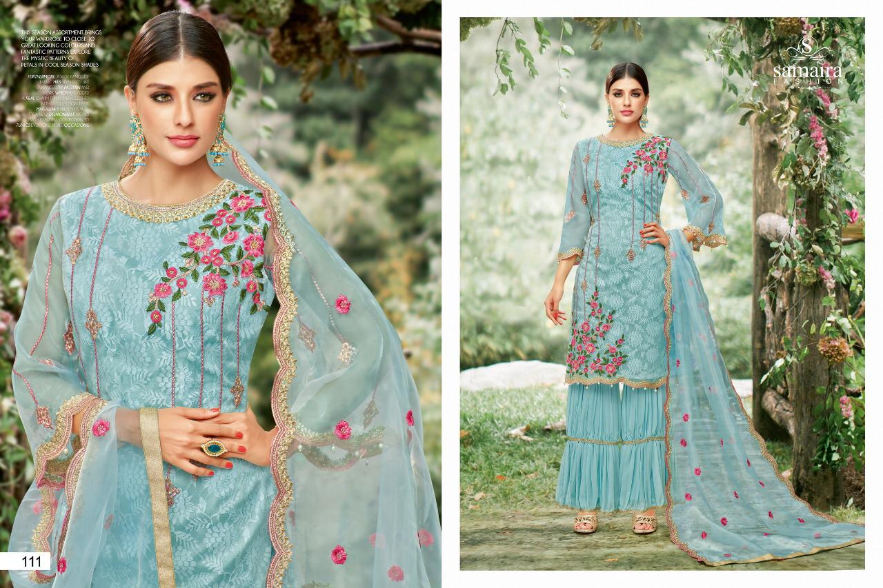 Samaira Fashion Presents Nidaz Tissue Heavy Embroidery Suits Wholesale Dealer Surat