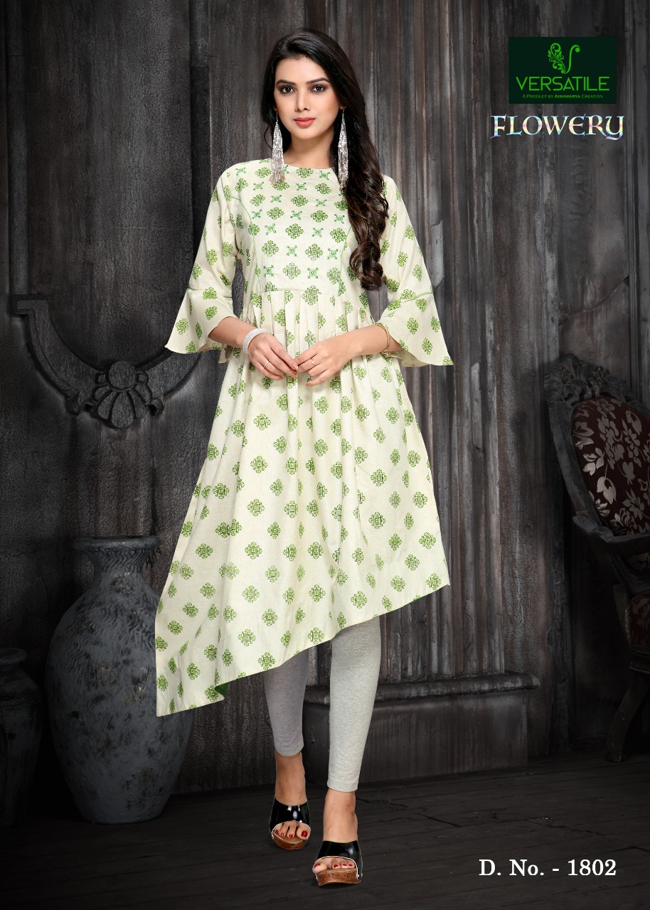 Versatile Launch Flowery Khadi Cotton Fancy Kurtis Collection Wholesale Price Surat