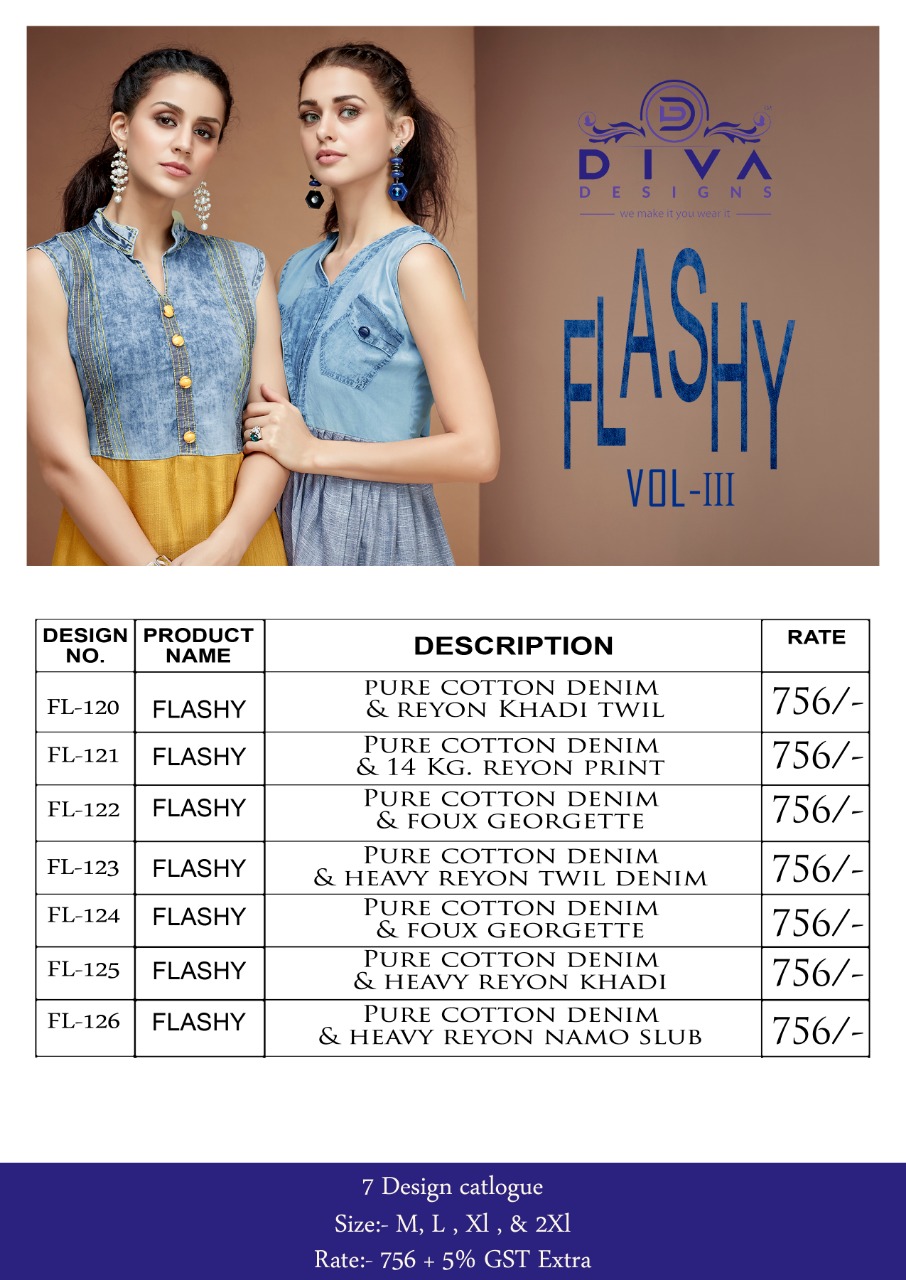 Diva Designe Presents Flashy Vol 3 Cotton Denim Stylish Kurtis Collection