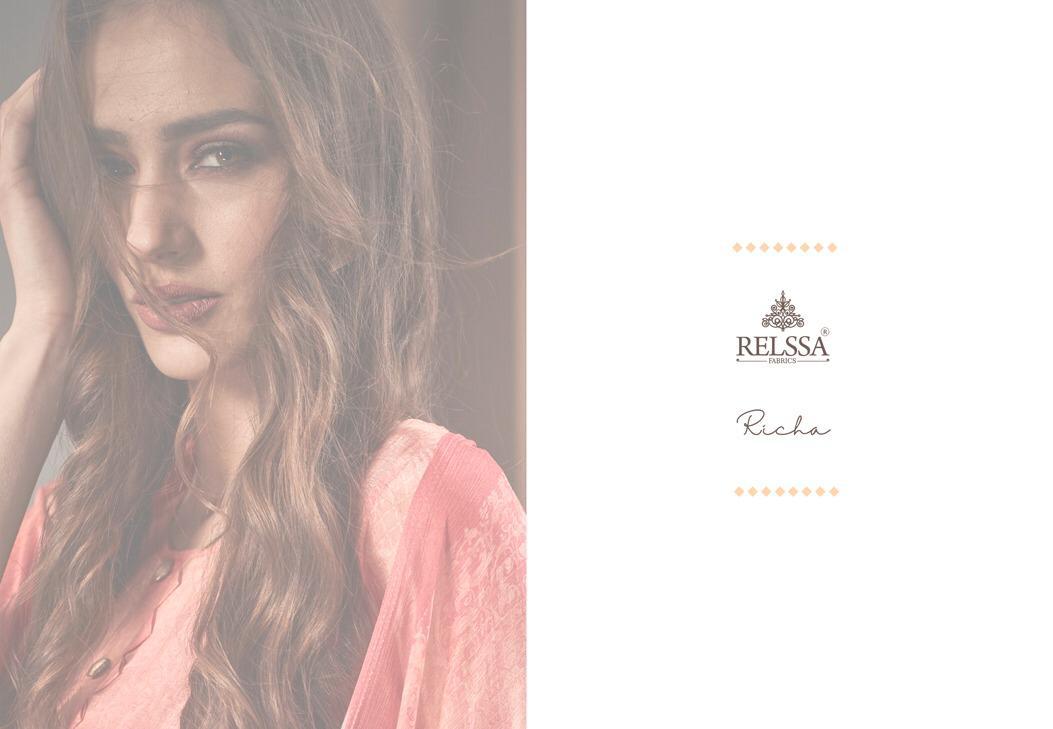 Relssa Fabrics Presents Richa Catalog Pure Natural Crape Designer Suits Wholesale Rate