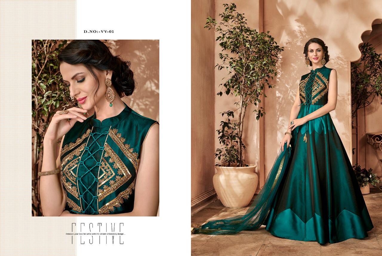 Vivaah Stf Catalog Exclusive Range Of Designer Silk Gown Collection Wholesale Rate