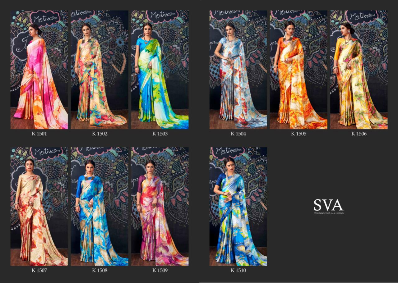 Buy Online Sva Colorina Pure Gajji Satin Digital Prints Sarees Wholesale Price