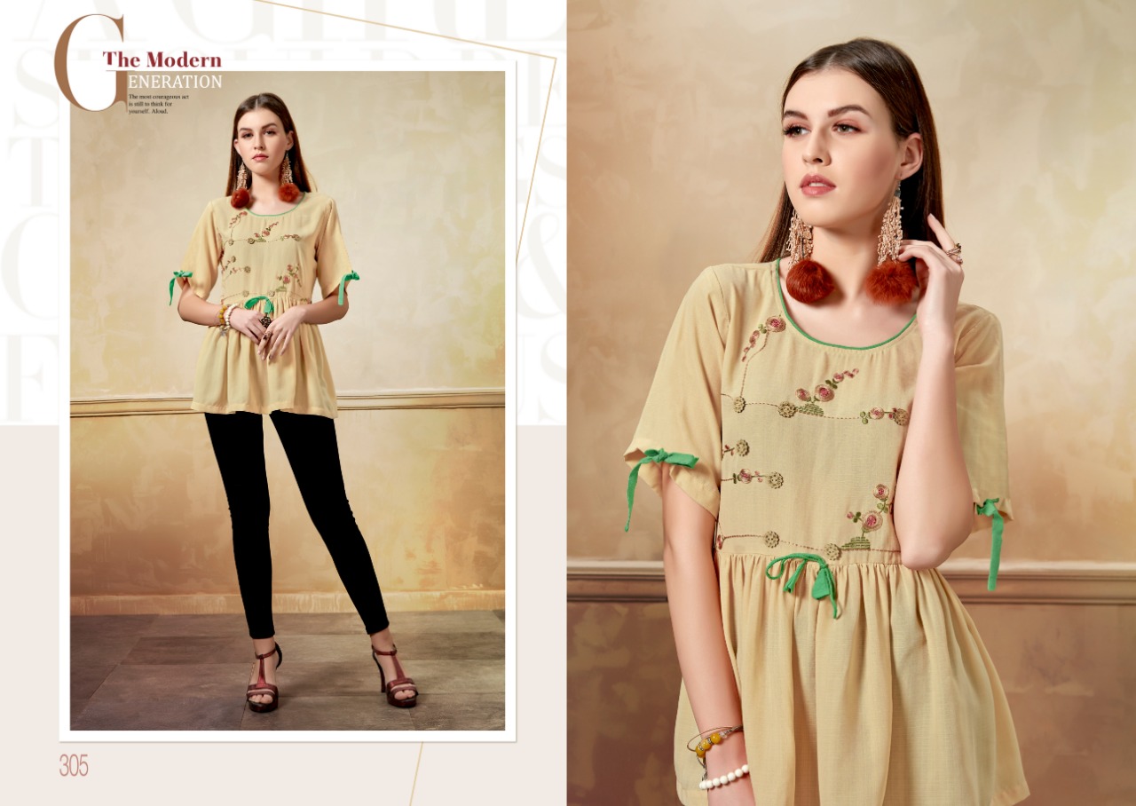 V S Fashion Werina Short Top Rayon Embroidery Work Kurtis Collection Wholesale Price