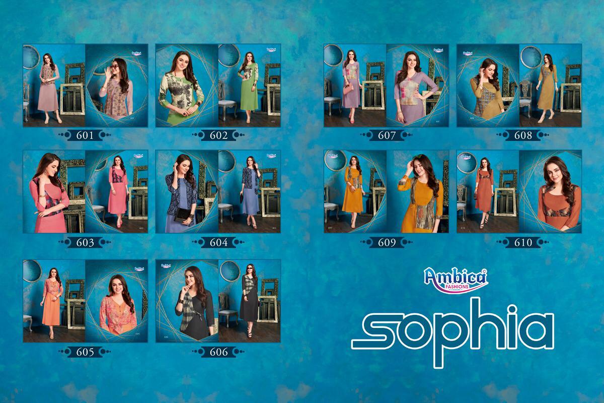 Ambica Fashion Sophia Catalog Fancy Cotton Digital Printed Festive Kurtis Collection Wholesale Rate