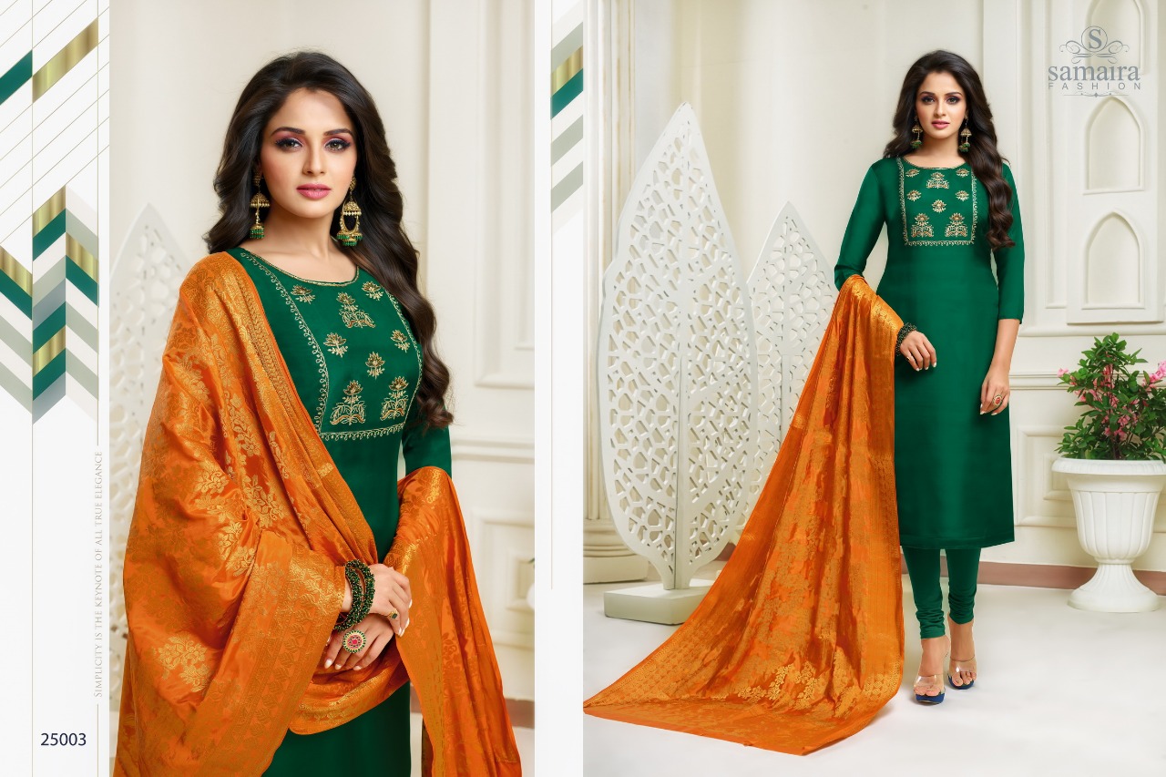 Samaira Fashion Saaho Catalog Wholesale Upada Silk Suits With Banarasi