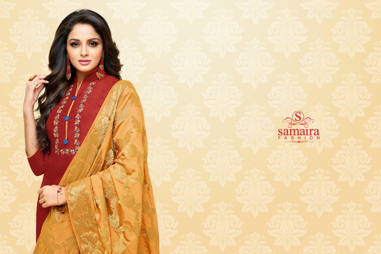 Samaira Fashion Saaho Catalog Wholesale Upada Silk Suits With Banarasi