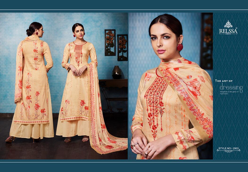 Relssa Fabrics Presents Orchid Pure Cotton Satin Punjabi Suits Dealer
