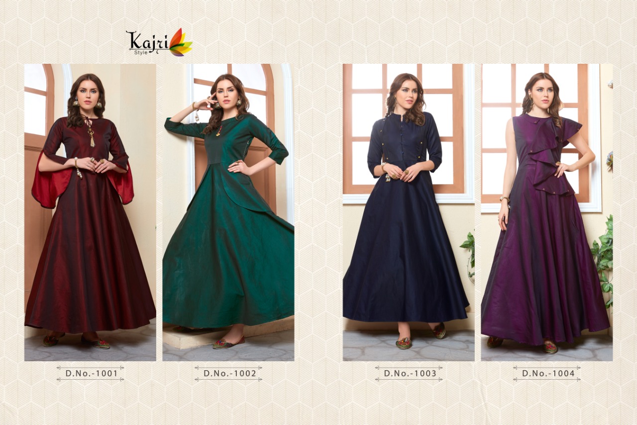 Kajri Style Naysha Tapeta Satin Heavy Embroidery Party Wear Gown Collection Wholesale