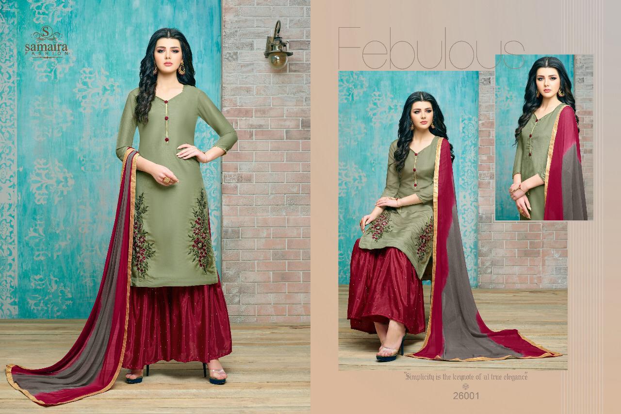 Samaira Fashion Mario Catalog Upada Silk With Embroidery Work Punjabi Suits Collection Wholesale Rate