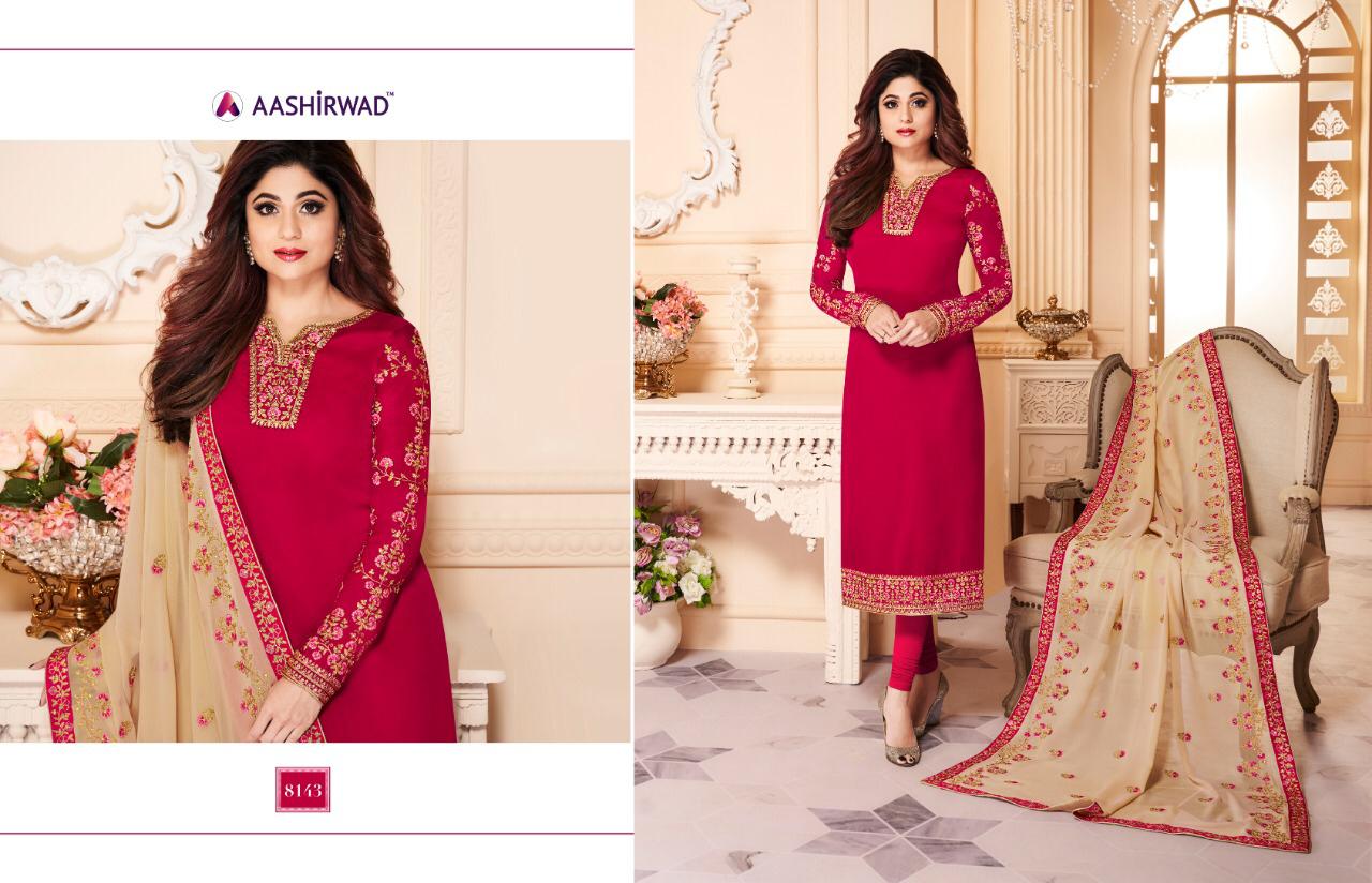 Aashirwad Mahira Catalog Exclusive Georgette Fancy Embroidery Suits Surat At Wholesale Rate Supplier