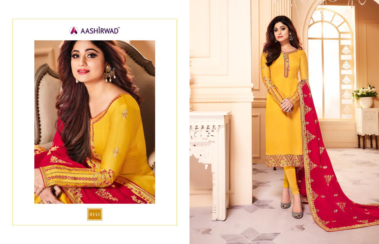 Aashirwad Mahira Catalog Exclusive Georgette Fancy Embroidery Suits Surat At Wholesale Rate Supplier