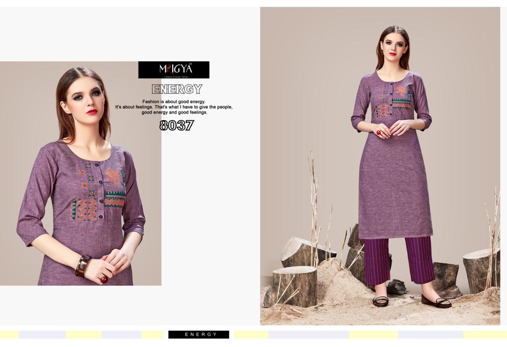 Mrigya Stripes Mania Handloom Cotton Fancy Embroidery Kurtis Collection Wholesale Rate