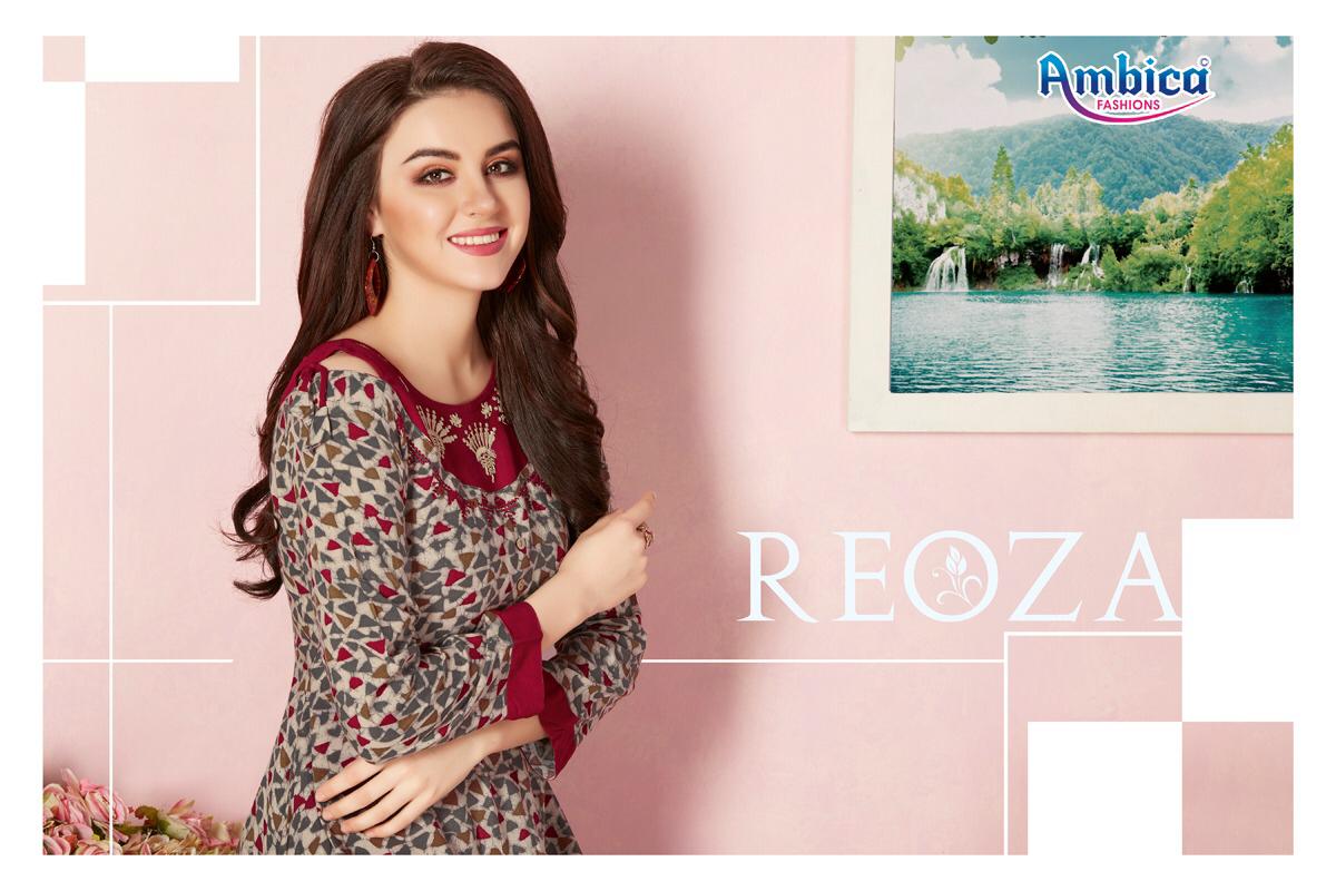 Ambica Presents Reoza Rayon Fancy Kurtis Collection Best Price Seller Full Set Surat