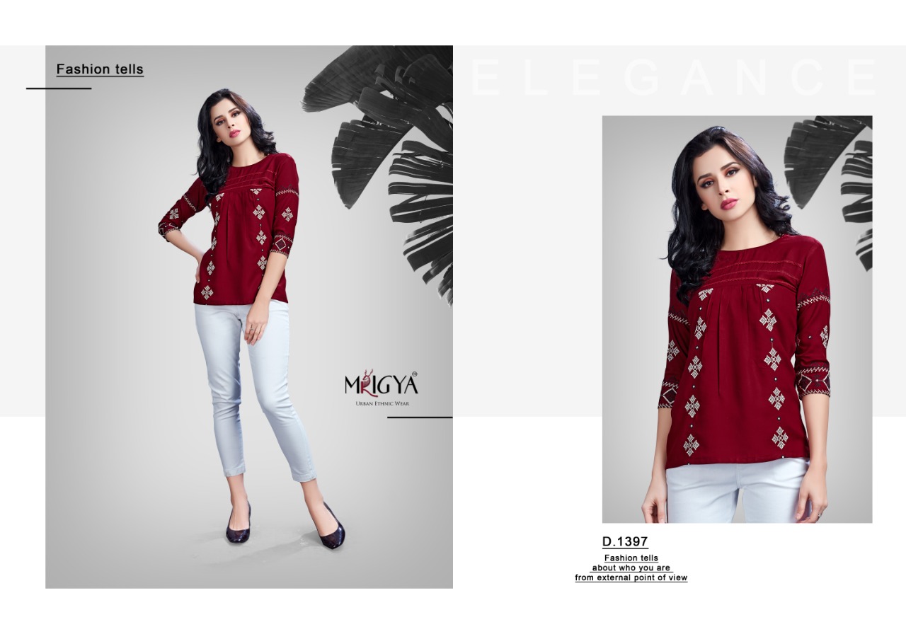Mrigya Flora Short Tops Embroidery Collection Wholesale Rate
