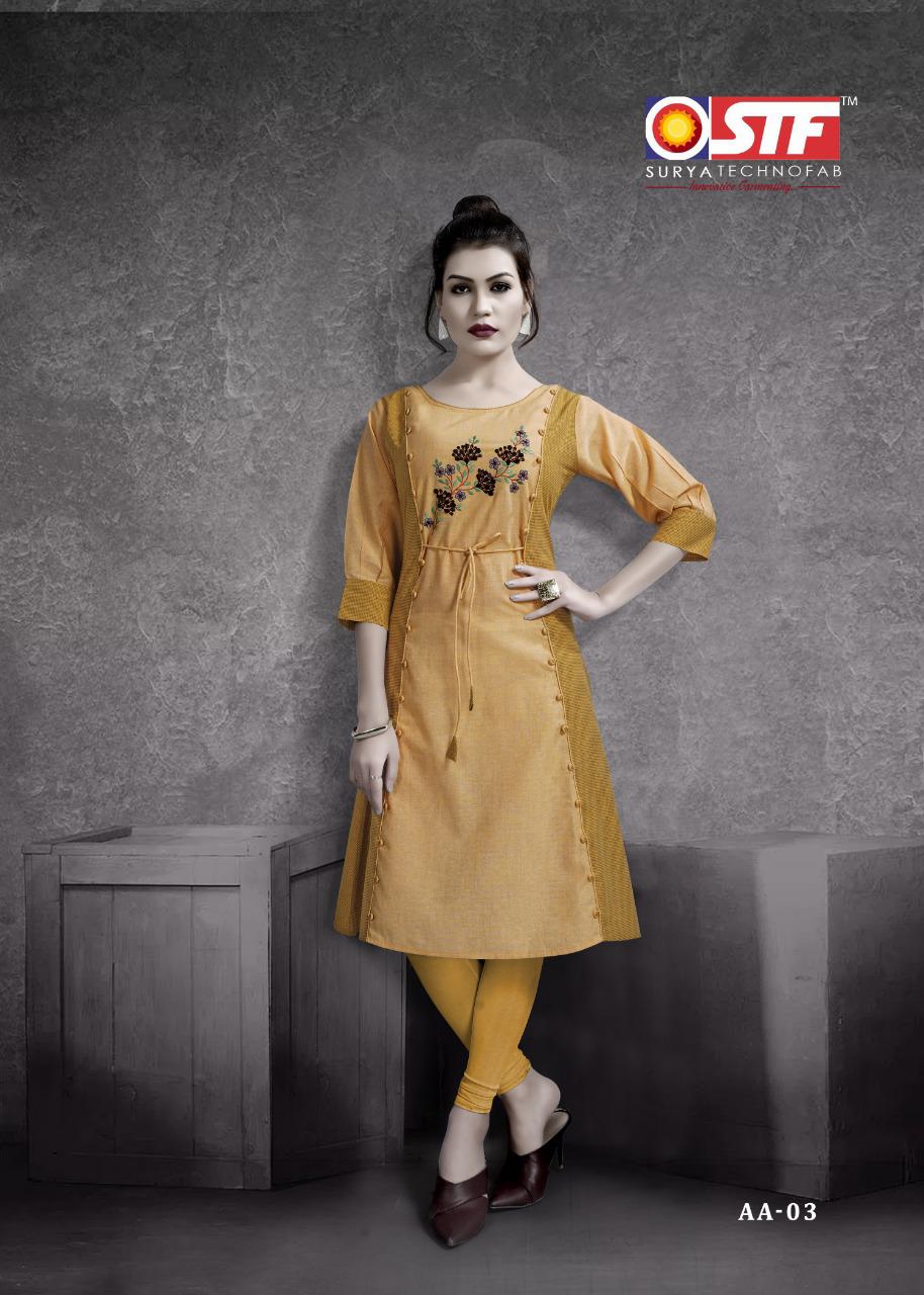 Stf New Collection Adaa Cotton Short Kurti Designer Pattern Wholsale Supplier In Surat