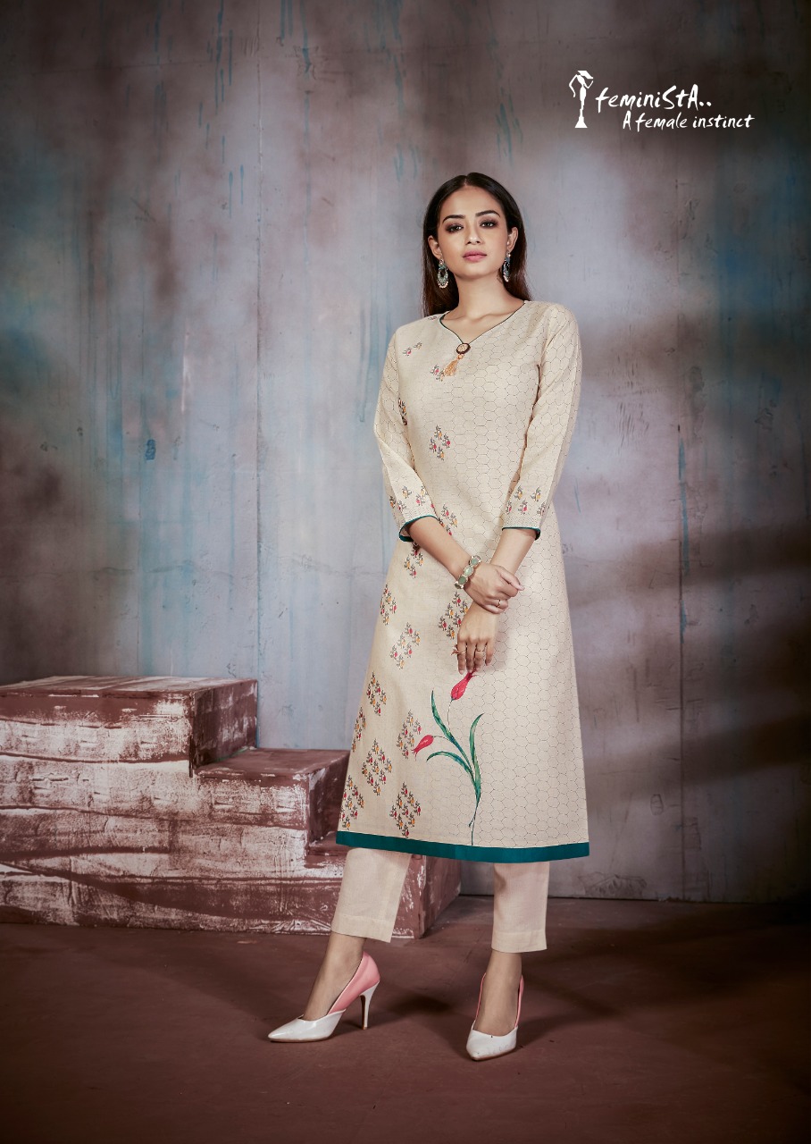 Feminista Summer Organic Cotton Khadi Ethnic Wear Kurtis Collection Wholesale Rate Online