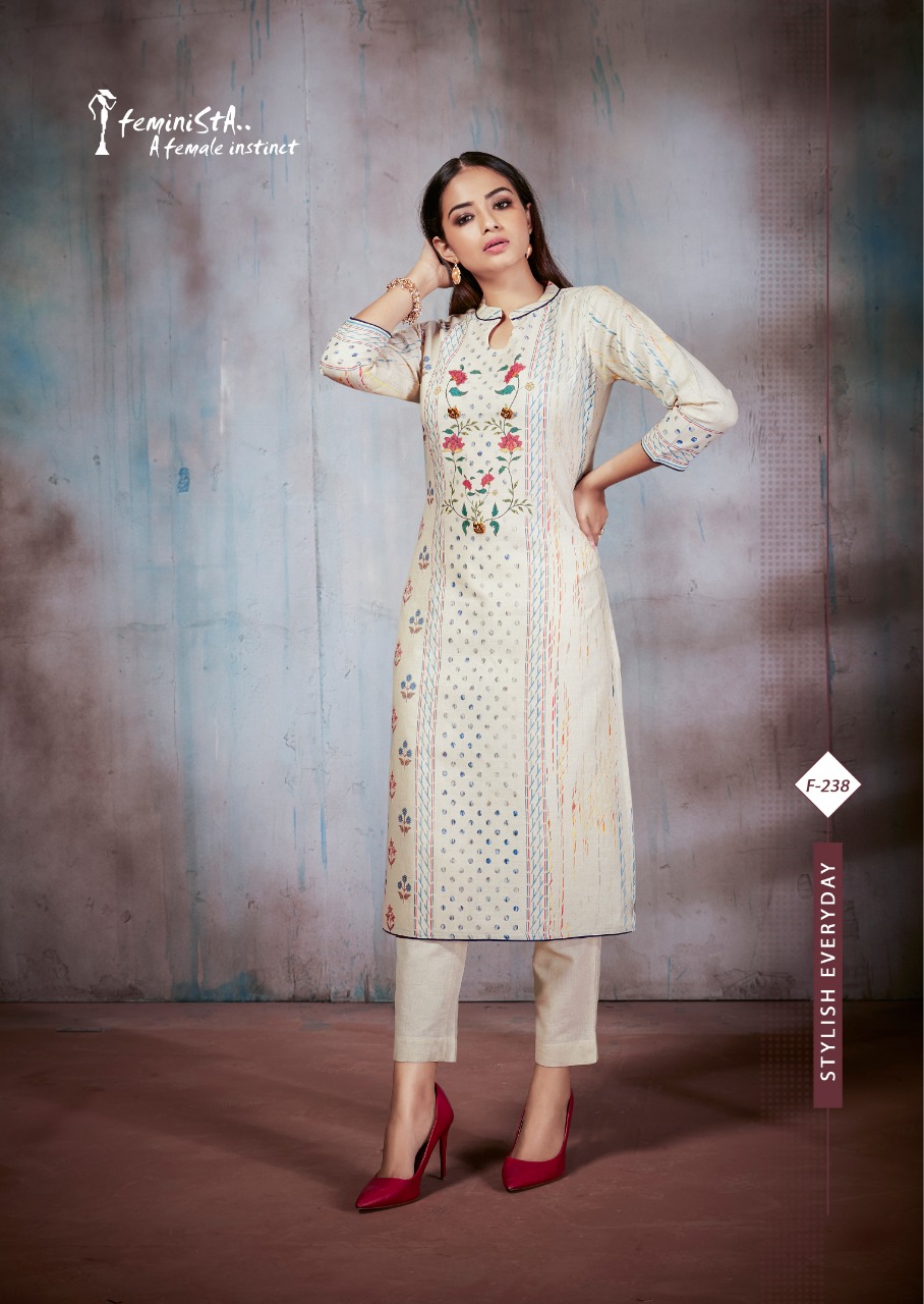 Feminista Summer Organic Cotton Khadi Ethnic Wear Kurtis Collection Wholesale Rate Online