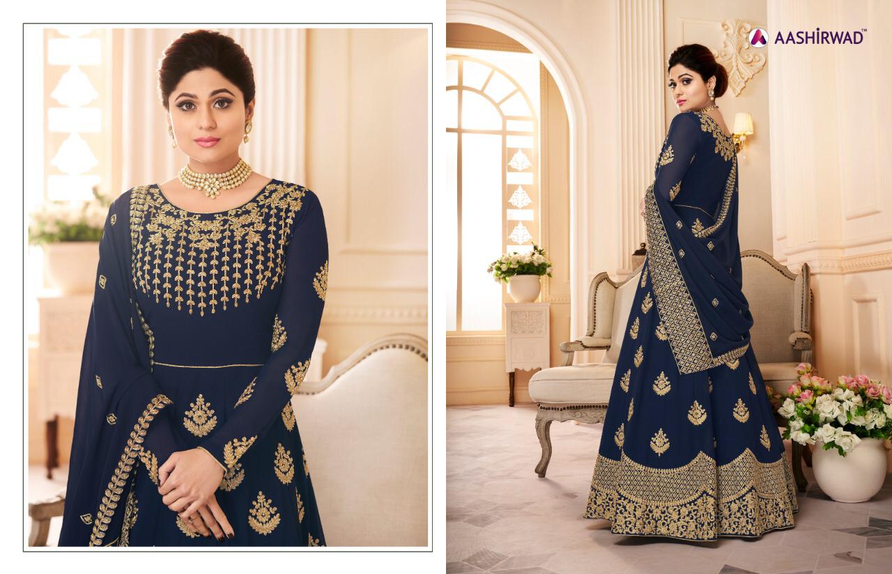 Aashirwad Mor Pankh Real Georgette With Work Exclusive Heavy Designer Shamita Shetty Eid Special Salwar Kameez Catalog Wholesale Dealer Online Price Buy From Surat