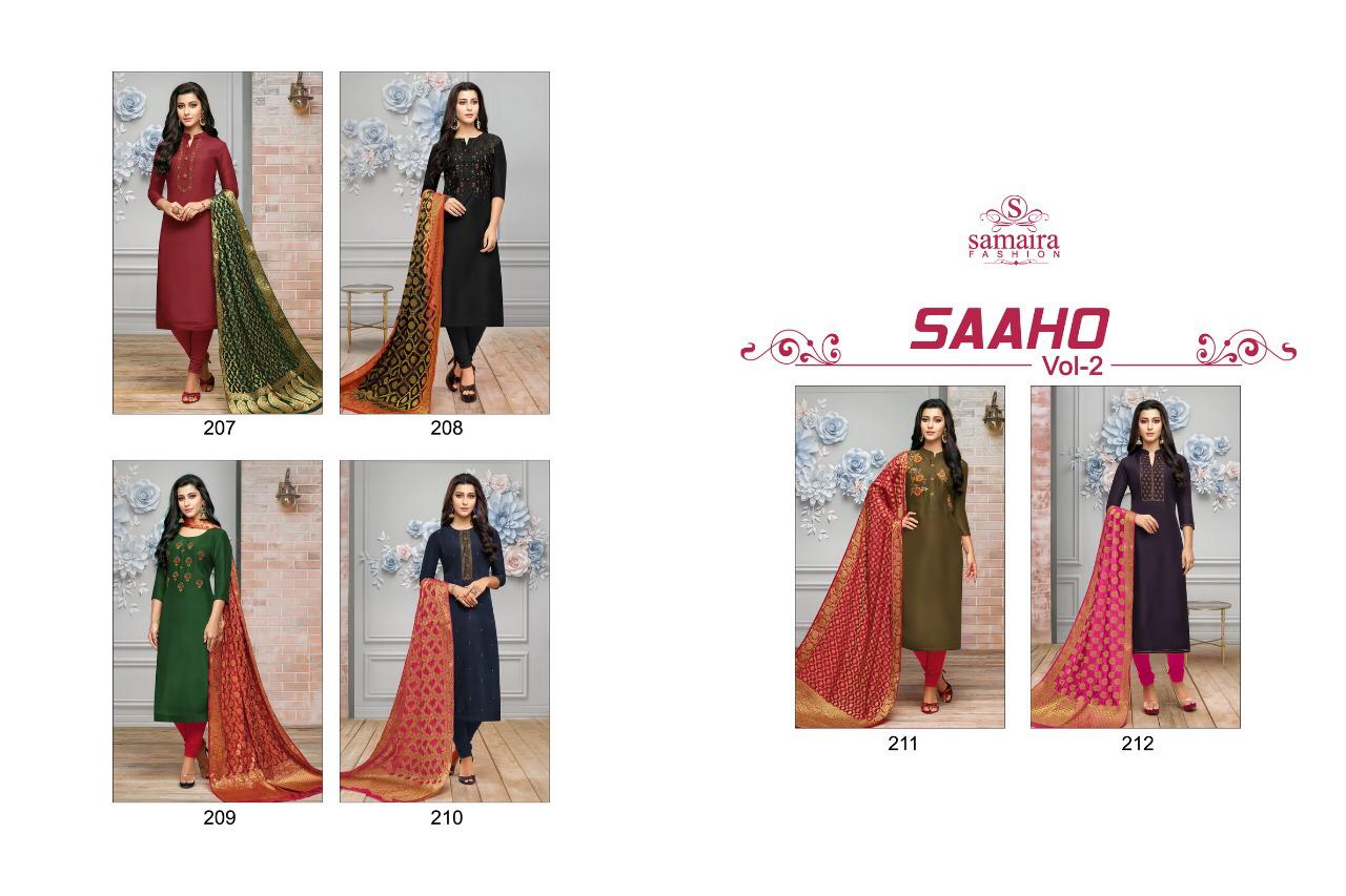 Samaira Saaho Vol 2 Series 207 To 212 Mahi Silk Indian Ethnic Salwar Kameez Wholesale Online Dealer Surat