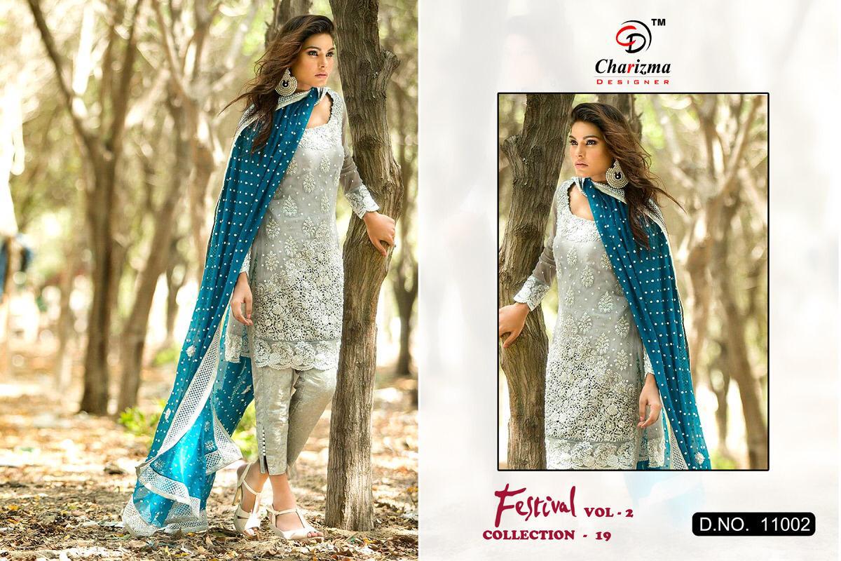 Charizma Festival Vol 2 Collection 19 Georgette Designer Pakistani Unstich Salwar Kameez With Embroidery Wholesale Dealer Online Manufacturer At Surat