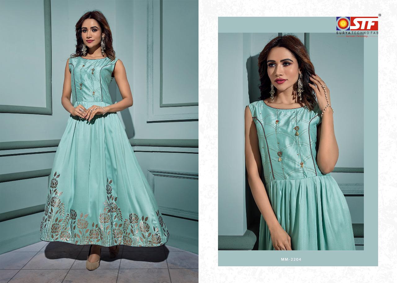 Stf Maanyata Vol 2 Satin Silk Light Weight Gown Eid Special Collection Wholesale Supplier Manufacturer Online Surat Textile