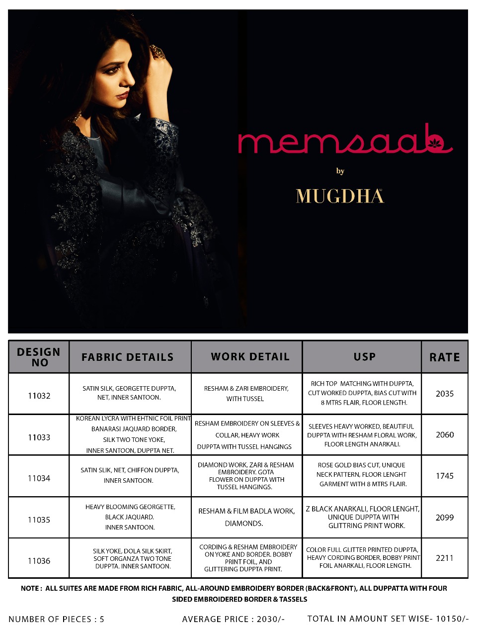 Memsaab By Mugdha 11032-11036 Series Party Wear Eid Special Suits Collection Wholesale Rate