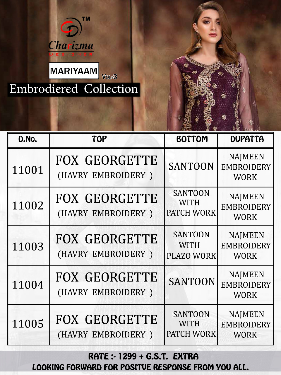 Charizma Mariyam Vol 3 Pakistani Designer Georgette Salwar Kameez Embroidered Collection Price Online Eid Special Wholesale Dealer Surat