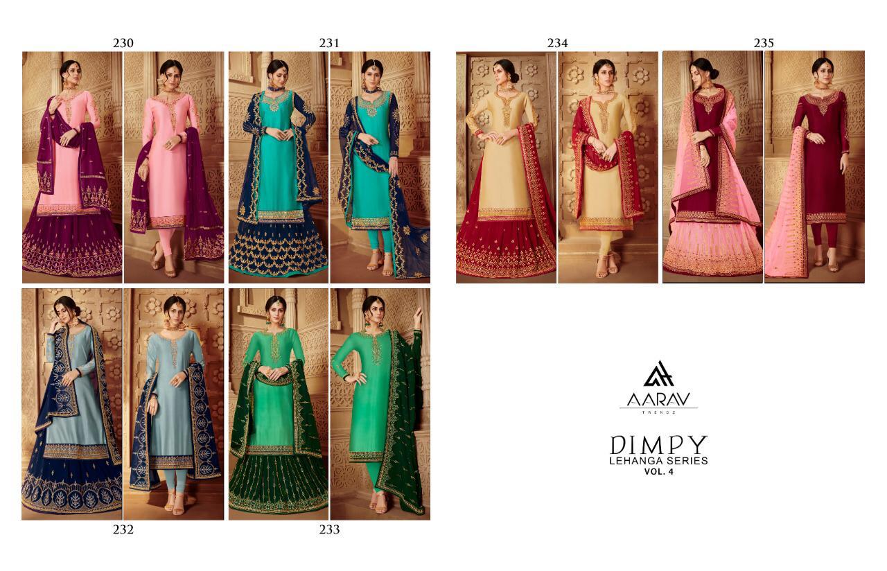 Aarav Dimpy Vol 4 Georgette Satin Heavy Designer Salwar Kameez With Lehanga Concept Wholesale Manufacturer Dealer Online Supplier Surat