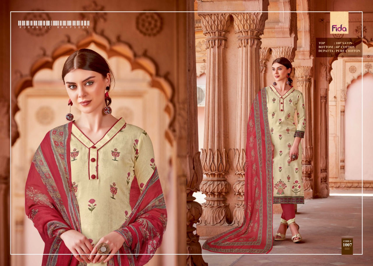 Fida Ishani Fancy Satin New Summer Collection Salwar Suit Wholesale Manufacturer Dealer At Surat Textile