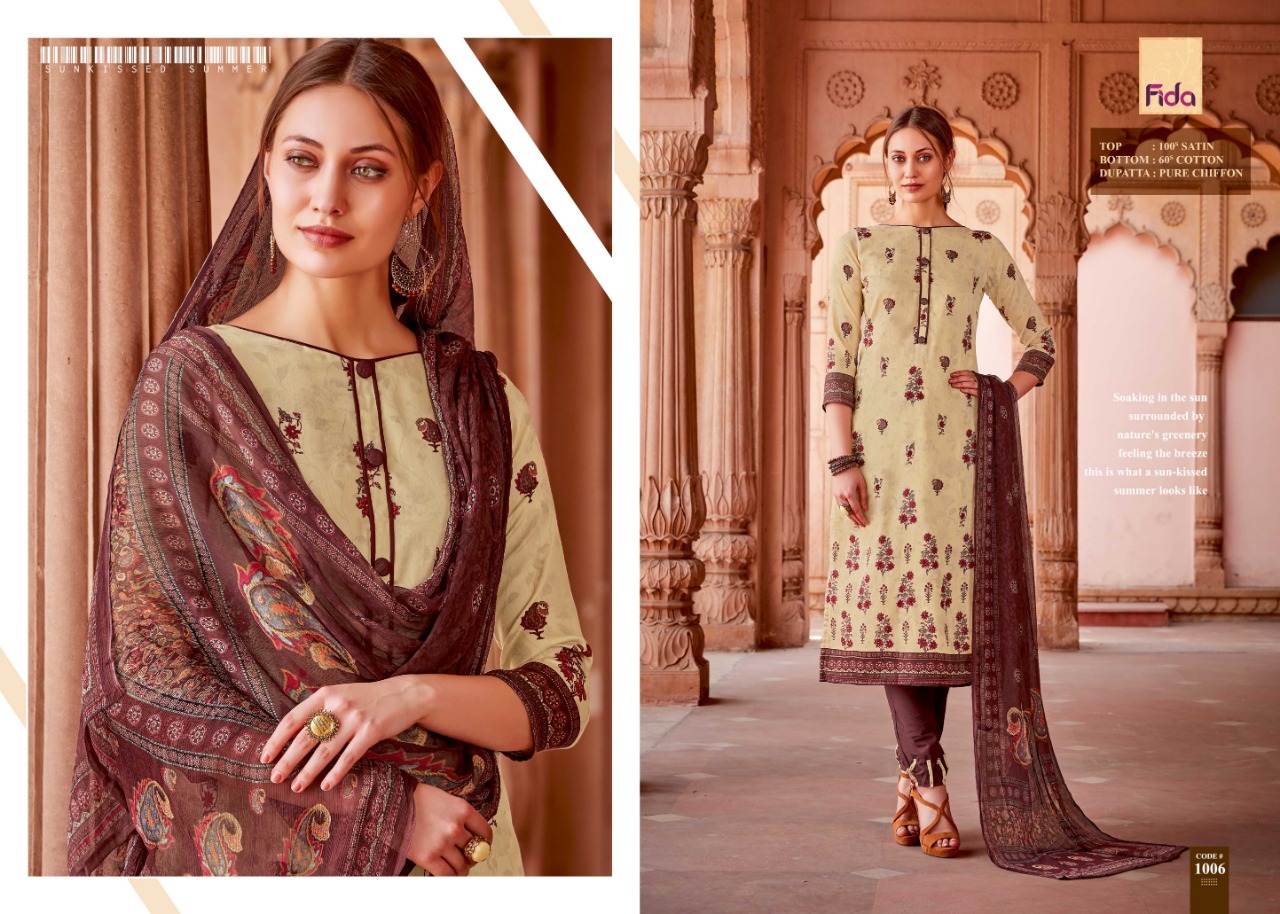 Fida Ishani Fancy Satin New Summer Collection Salwar Suit Wholesale Manufacturer Dealer At Surat Textile
