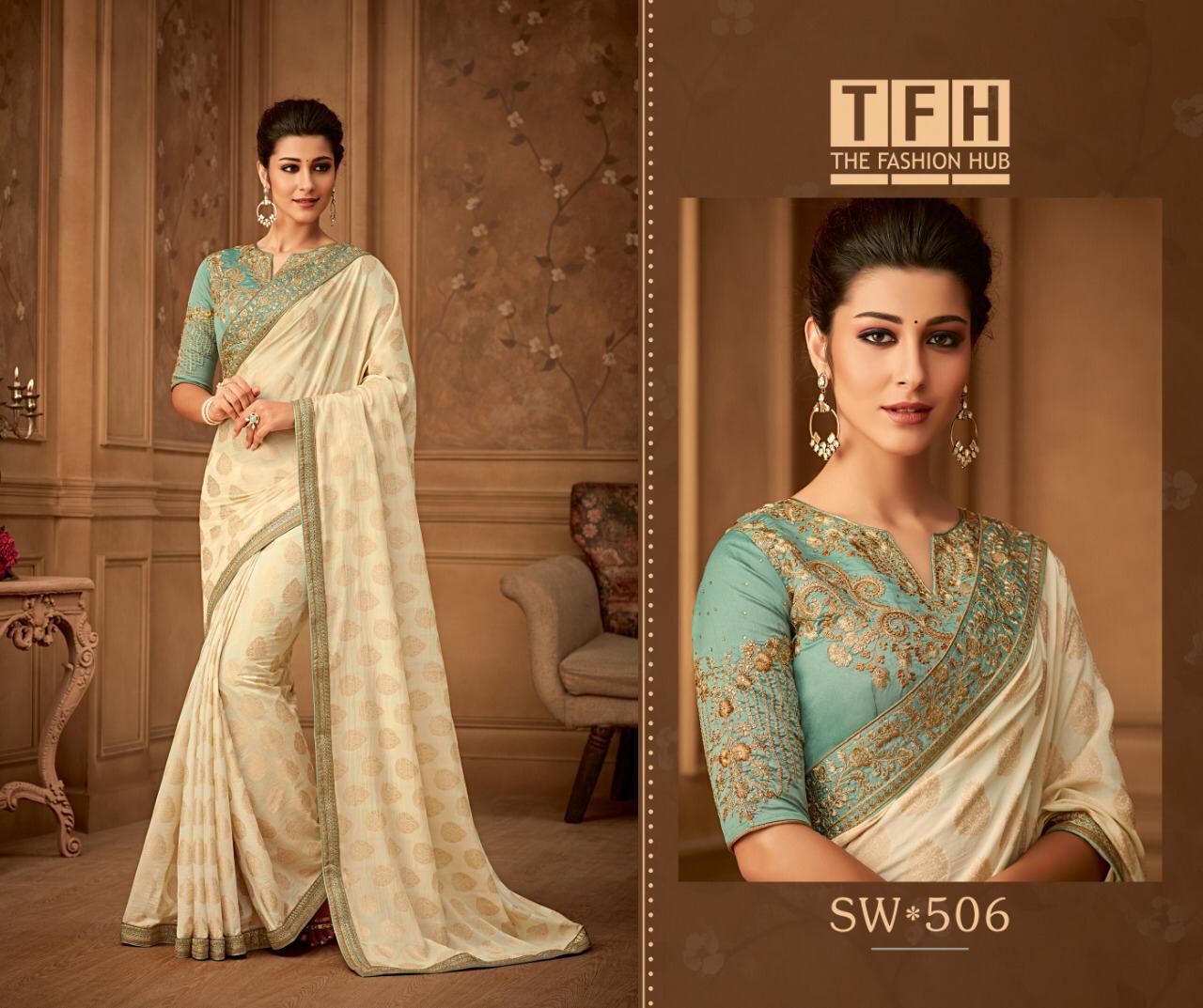 Tfh Sandal Wood Vol 5 Series Sw 501 To Sw 518  Fancy Fabric Sarees Cheapest Price In Surat Wholesaler