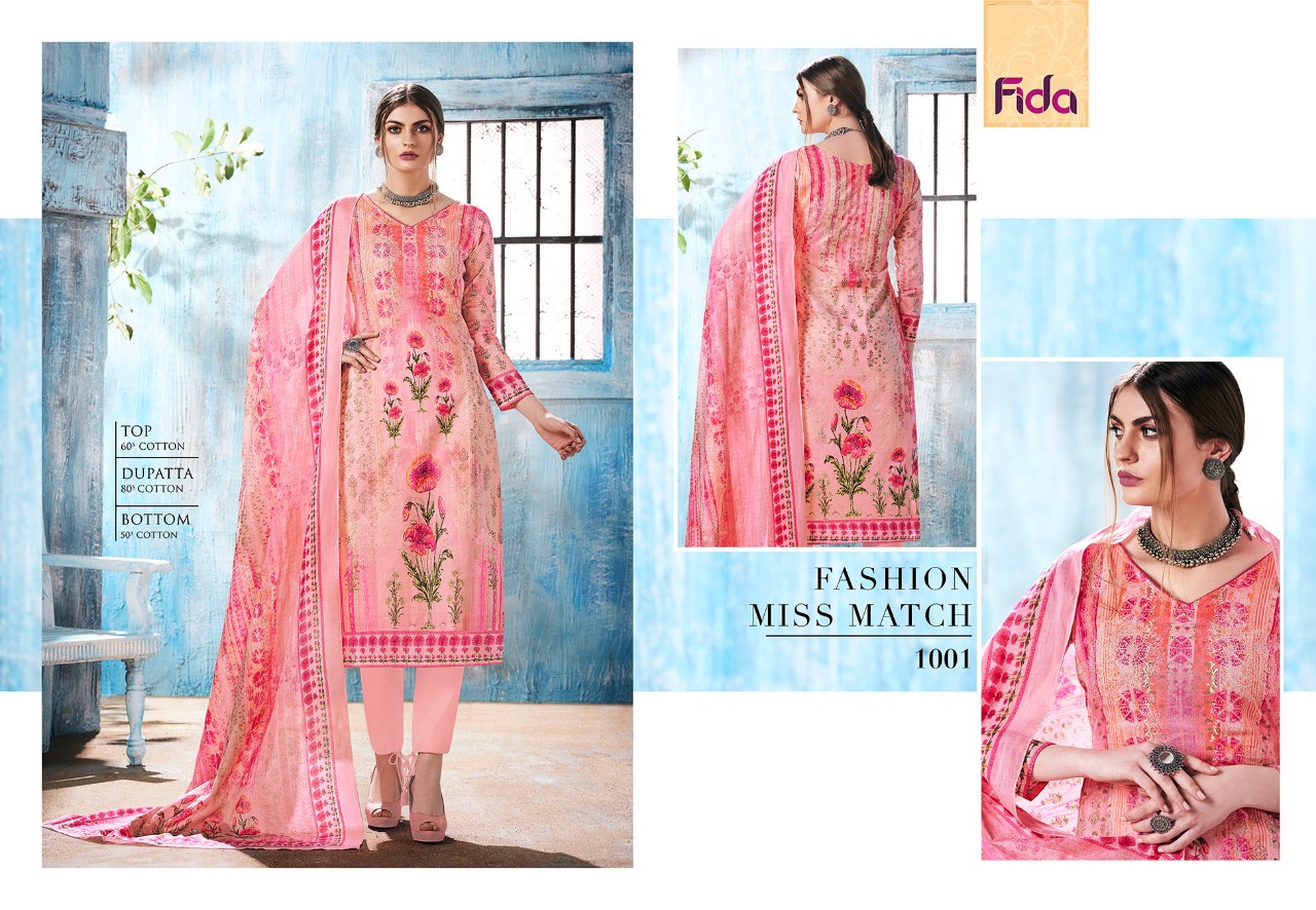 Fida Rukhsar Series 1001 To 1006 Cotton Unstich Dress Material Wholesale Price List In Surat