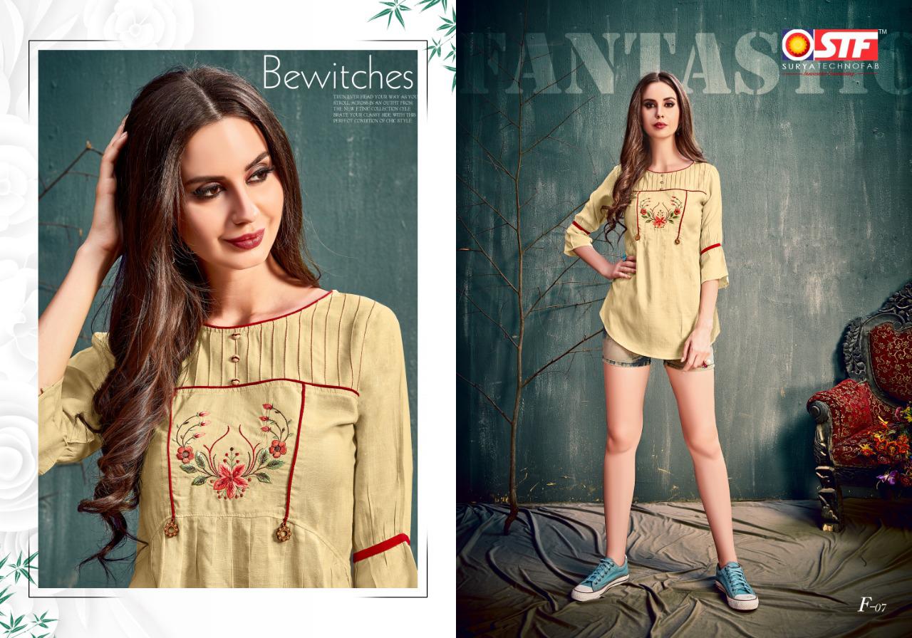 Stf Florence Vol 20 Exclusive Casual Wear Reyon Short Kurti With Embroidered Collection Wholesale Manufacturer Dealer At Surat
