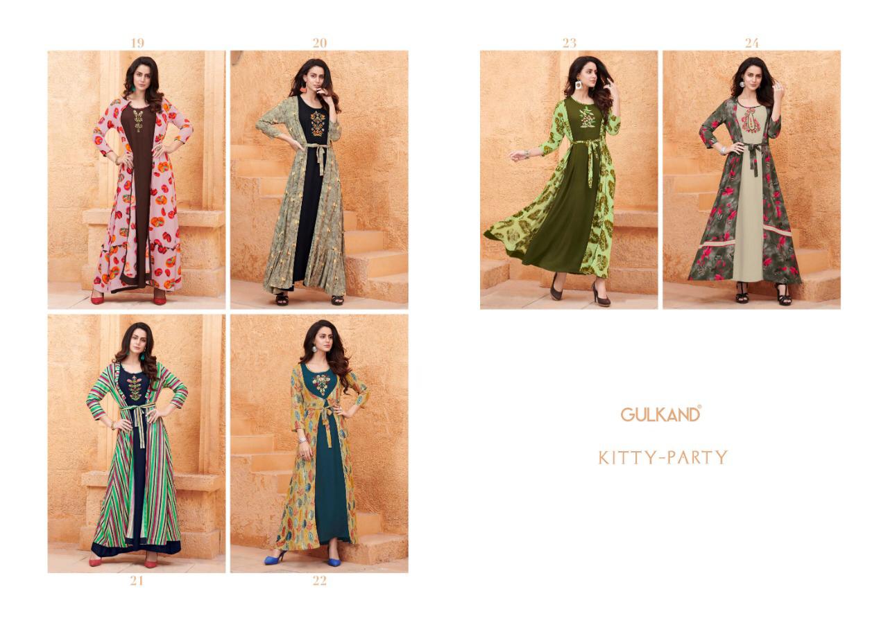 Aashirwad Gulkand Kitty Party Rayon Party Wear Kurtis Collection Wholesale Price Dealer Surat