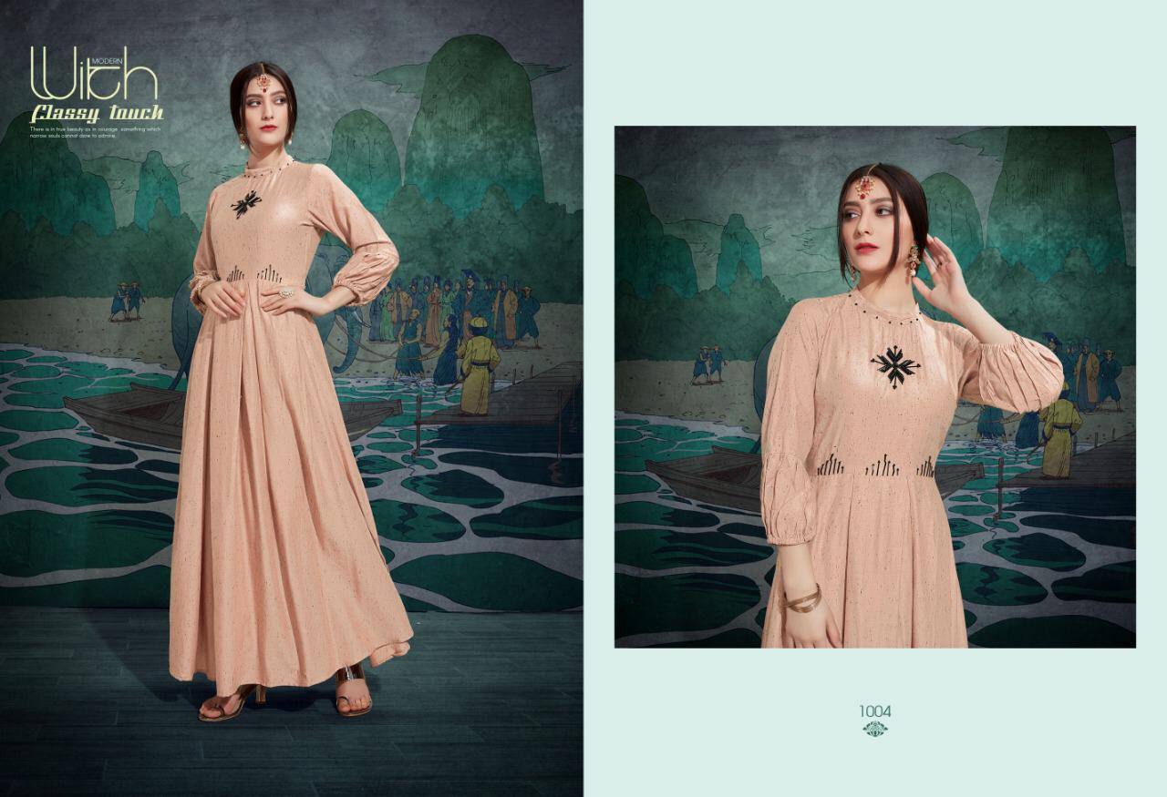 Salted By Sweety Fashion Present Stiched Reyon Exclusive Long Pattern Kurti Cataloge Wholesale Price List In Surat