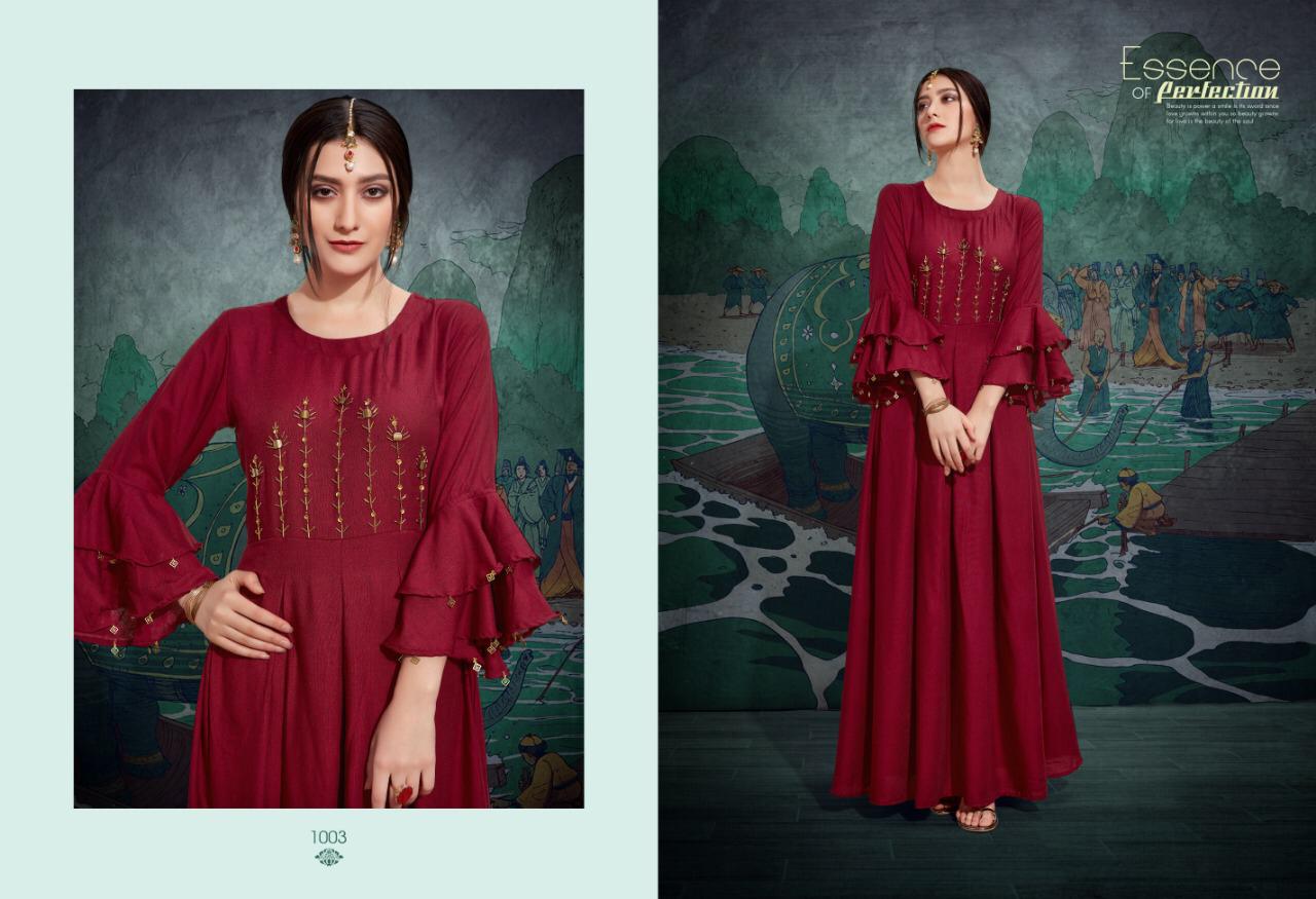 Salted By Sweety Fashion Present Stiched Reyon Exclusive Long Pattern Kurti Cataloge Wholesale Price List In Surat