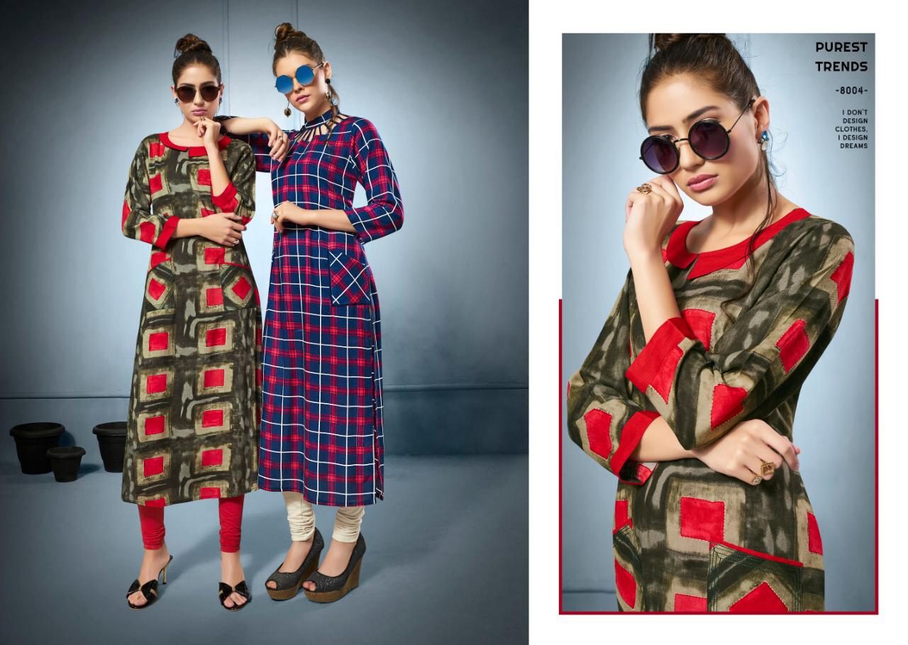 Sweety Fashion Present Checks Vol 8 Reyon Casual Wear Kurti Collection Supplier Manufacturer Online Shopping In Surat