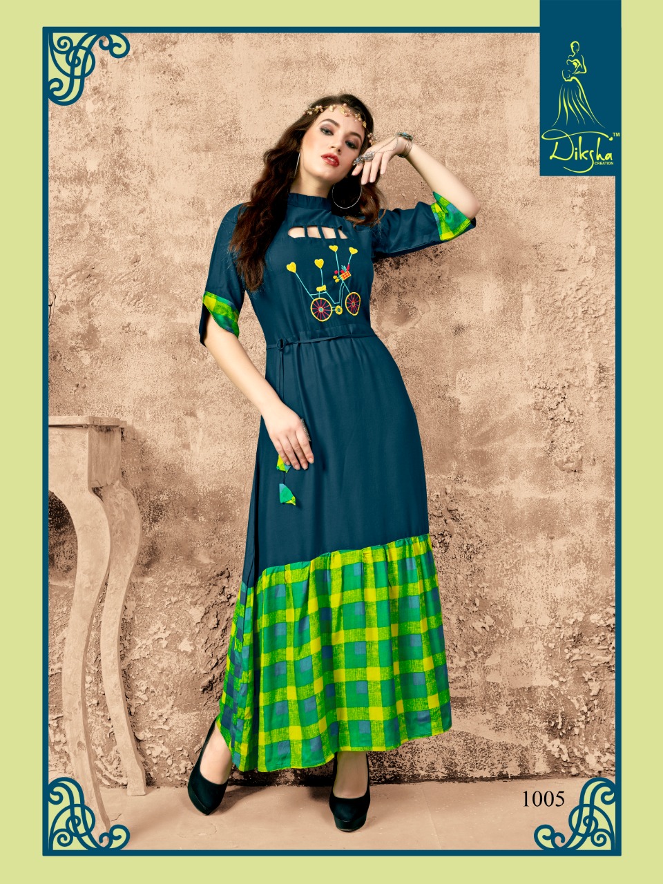 Diksha Fashion Free Style Vol  1 Exclusive Designer Reyon Stiched Long Kurti Supplier Wholesale Cheapest Rate In Surat